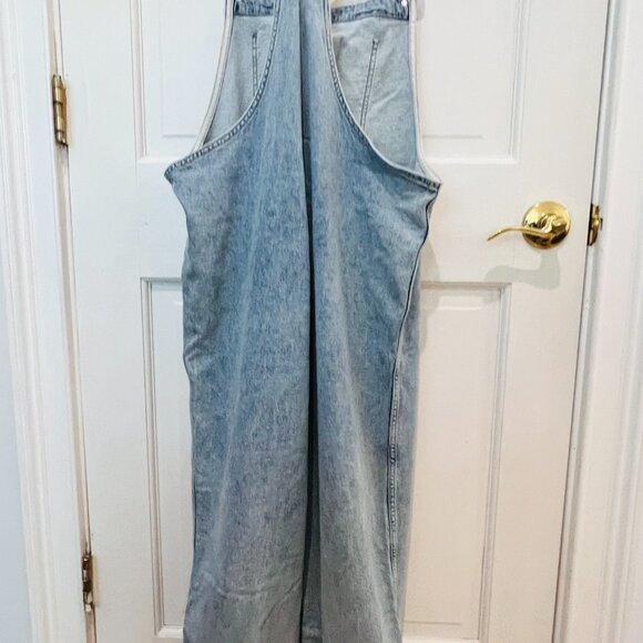 NEW WeWoreWhat We Wore What Blue Indigo Denim Cuffed Overalls Size Small - Picture 11 of 16